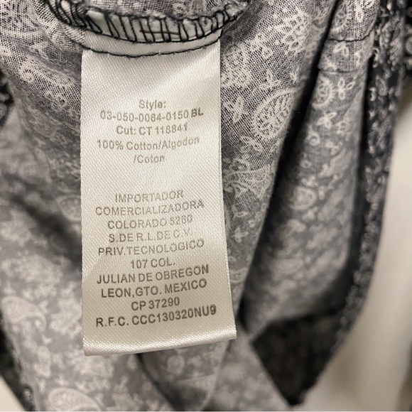 Roper Western Black With White Paisley Print Snap Button Shirt - Picture 11 of 12